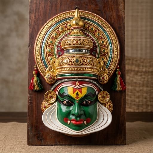 Traditional Kathakali Head Wall Plaque - View 1